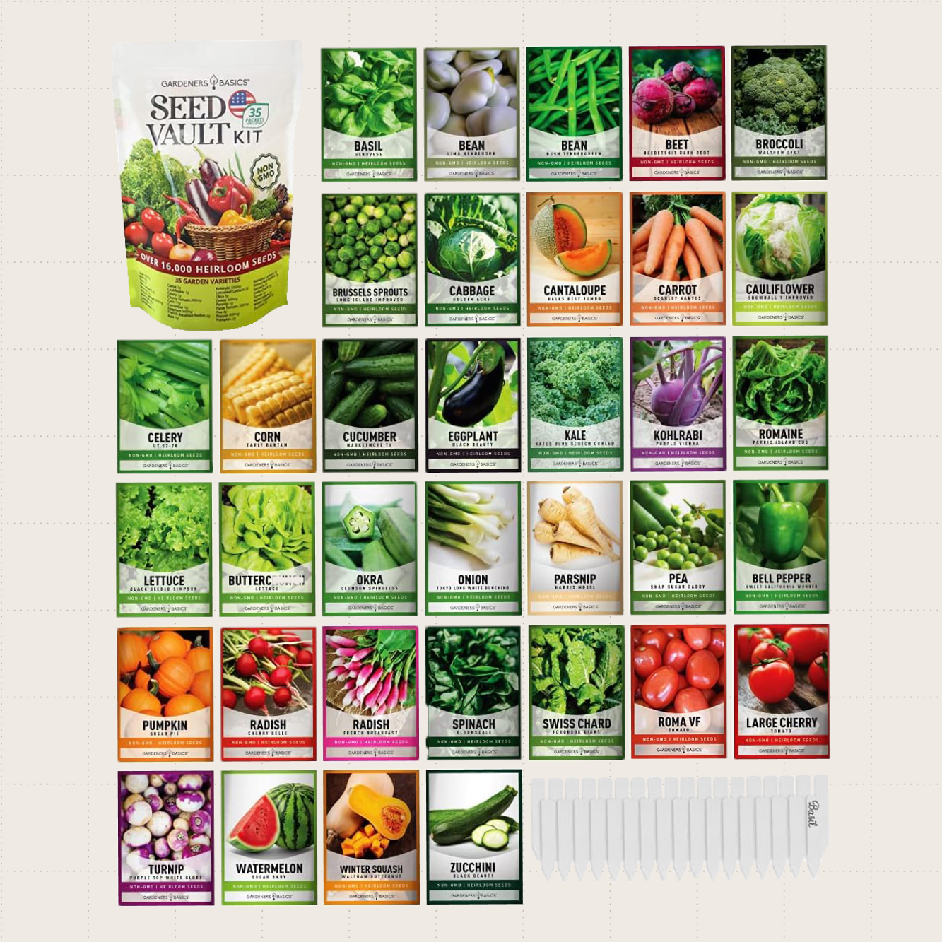 Gardeners Basics Survival Vegetable Seeds, 35 Varieties