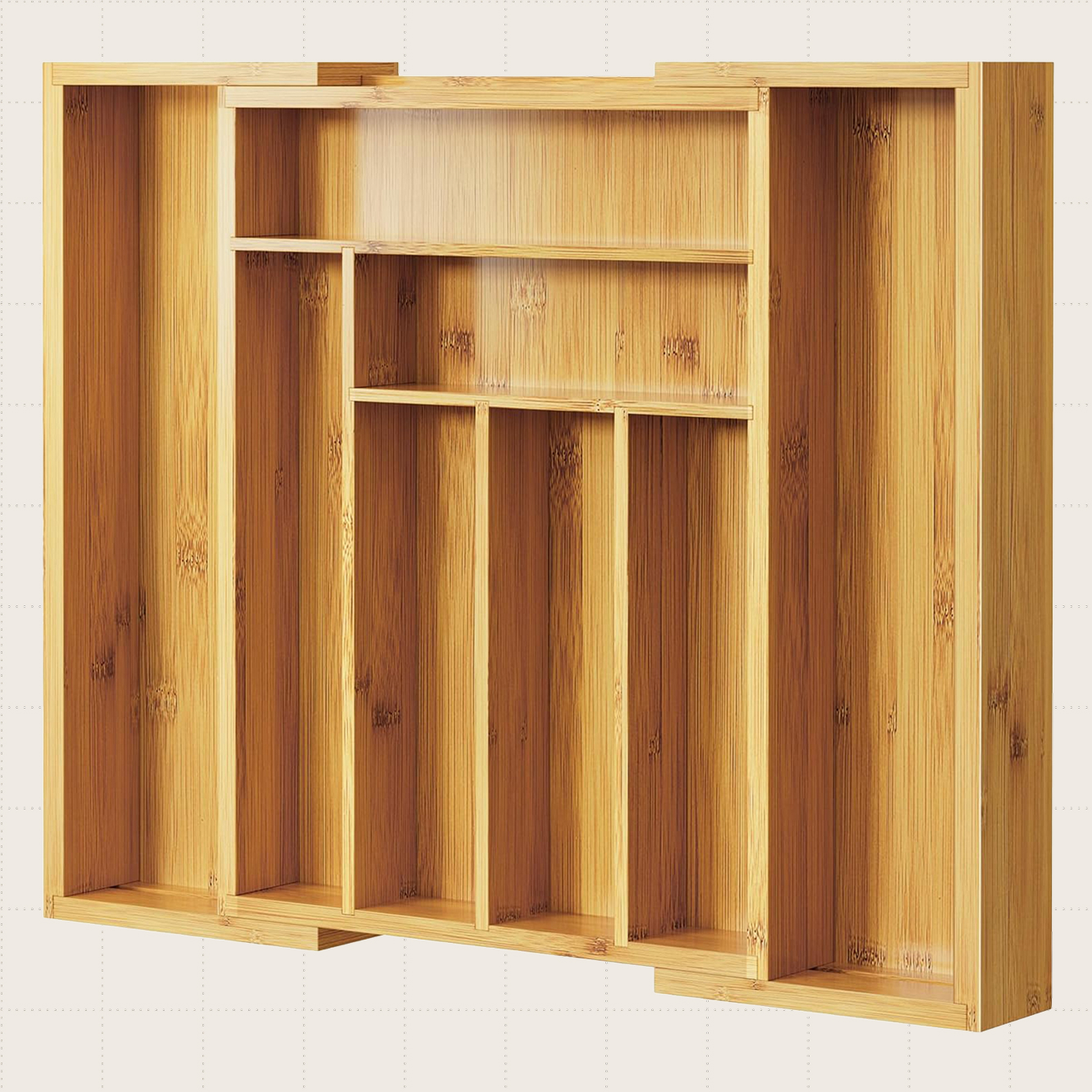 Pipishell Bamboo Expandable Silverware Drawer Organizer