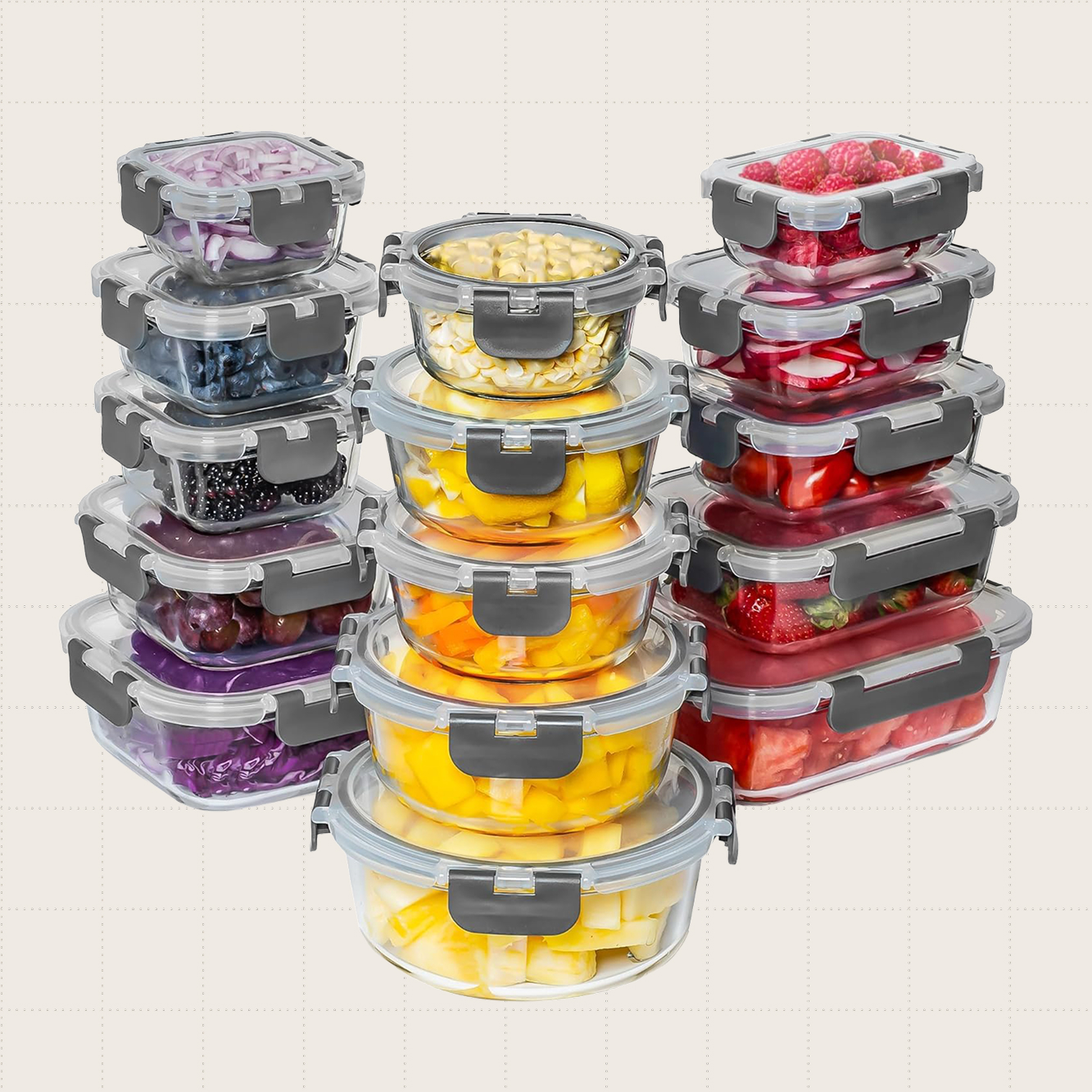 Razab Glass Food Storage Containers With Lids, 15-Pack