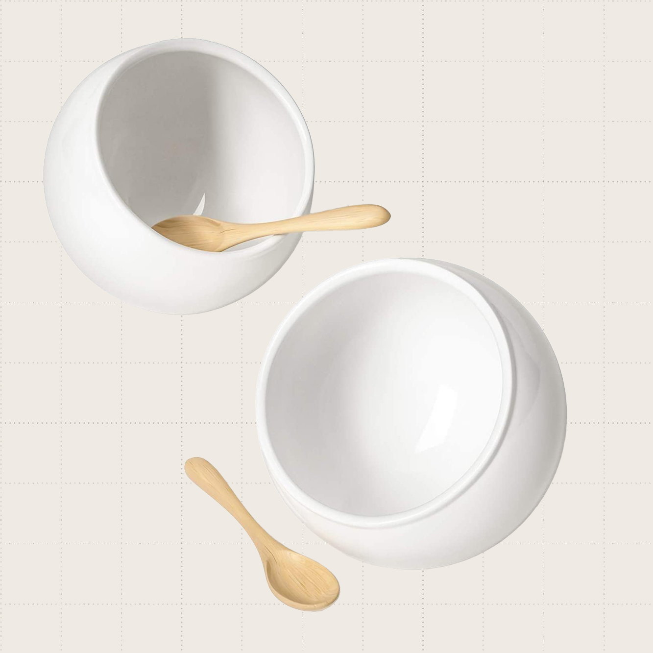 LE TAUCI Ceramic Salt Pig With Spoon, Two-Pack