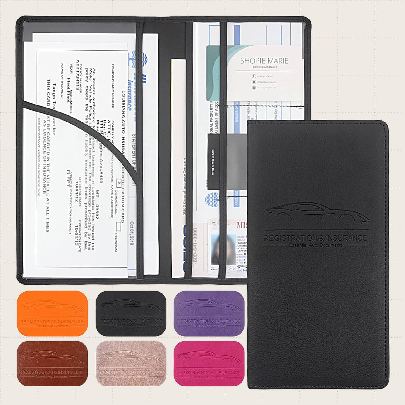 LumiMokki Car Registration and Insurance Card Holder